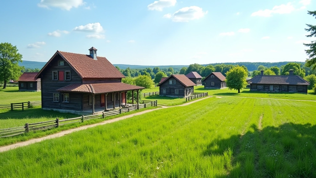 Lauku sēta ar tradicionālajiem ēku kompleksiem, stabļiem un dārziem, Latvijas vidējā daļa
